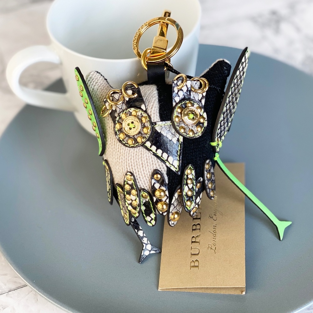 NEW Burberry Mavis Owl Studded Key Charm